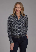 Load image into Gallery viewer, Roper 2133 Ikat Print (Black) - Women's Western Blouse
