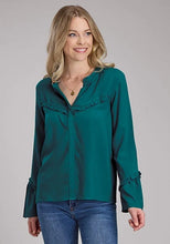 Load image into Gallery viewer, Roper 2334 Solid Challis (Teal) - Women's Western Blouse