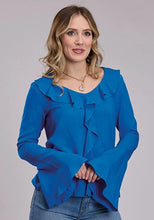 Load image into Gallery viewer, Roper 3106 Ruffle Trim (Blue) - Women's Blouse