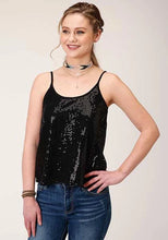 Load image into Gallery viewer, Roper 1419 Solid Sequined (Black) - Women's Tank Top