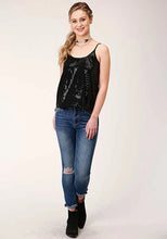 Load image into Gallery viewer, Roper 1419 Solid Sequined (Black) - Women's Tank Top