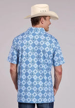 Load image into Gallery viewer, Roper 3017 Retro Diamonds (Blue) - Men's Short Sleeve Shirt