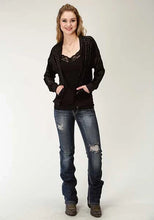 Load image into Gallery viewer, Roper 2258 Flower Print (Black) - Women's Bomber Jacket