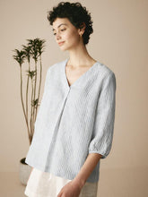 Load image into Gallery viewer, 100% Linen Puff Sleeves Top LEAH