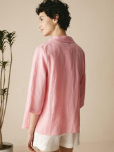 Load image into Gallery viewer, 100% Linen Peter Pan Collar 3/4 Sleeve Shirt ASTRID