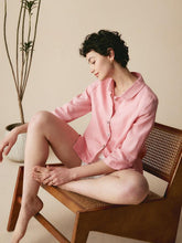 Load image into Gallery viewer, 100% Linen Peter Pan Collar 3/4 Sleeve Shirt ASTRID