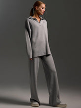 Load image into Gallery viewer, Women’s Fall Winter Two-Piece Set – Loose Collar Sweater Casual Outfit
