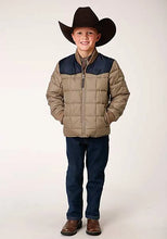 Load image into Gallery viewer, Roper Boy's Polyfill Puffer Coat (Khaki/Navy) - Children's Jacket