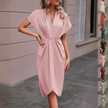 Load image into Gallery viewer, Pleated A-Line Midi Dress – V-Neck Sleeveless Summer Dress