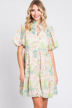 Load image into Gallery viewer, Floral Eyelet Lace Puff Sleeve Mini Summer Dress – Fluttering, Feminine and Playful Floral Eyelet Lace Mini Dress with Puff Sleeves