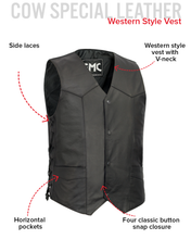 Load image into Gallery viewer, Carbine Men's Western Style Leather Motorcycle Vest