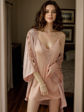 Load image into Gallery viewer, Luxe Lace Elegance Satin Robe Set - Premium 2-Piece Loungewear