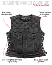 Load image into Gallery viewer, Bonnie - Women's Motorcycle Leather Vest - Diamond Quilt
