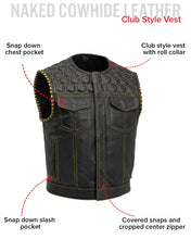 Load image into Gallery viewer, Lowside Hornet Perforated Men's Club Style Leather Vest