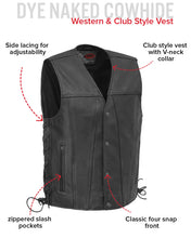 Load image into Gallery viewer, Gambler Men's Motorcycle Leather Vest