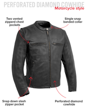 Load image into Gallery viewer, Turbine Men's Motorcycle Perforated Leather Jacket
