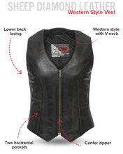 Load image into Gallery viewer, Savannah Women's Western Style Motorcycle Leather Vest