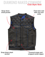Load image into Gallery viewer, Finish Line - Blue Checker - Men's Motorcycle Leather Vest