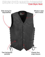Load image into Gallery viewer, Rancher - Men's Motorcycle Western Style Leather Vest