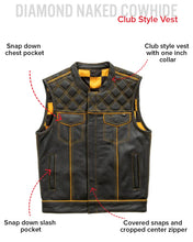 Load image into Gallery viewer, Finish Line - Gold Checker - Men's Motorcycle Leather Vest