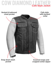 Load image into Gallery viewer, Vincent Men's Cafe Style Leather Jacket