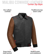 Load image into Gallery viewer, Moto Bomber Two Tone Men's Leather Jacket
