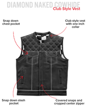 Load image into Gallery viewer, Finish Line - White Checker - Men's Motorcycle Leather Vest