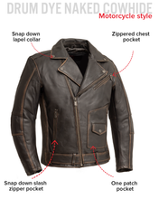 Load image into Gallery viewer, Wrath Men's Motorcycle Leather Jacket