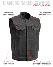 Load image into Gallery viewer, Downside Perforated Men's Motorcycle Leather Vest