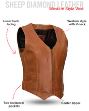 Load image into Gallery viewer, Savannah Women's Western Style Motorcycle Leather Vest