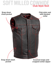Load image into Gallery viewer, The Cut Men's Motorcycle Leather Vest, Multiple Color Options