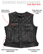 Load image into Gallery viewer, Bonnie - Women's Motorcycle Leather Vest - Diamond Quilt