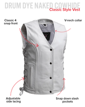Load image into Gallery viewer, Beryl - Women's Motorcycle Leather Vest - White
