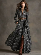 Load image into Gallery viewer, Women's Plus Size Plaid Print Long Sleeve Shirt Dress with Pockets