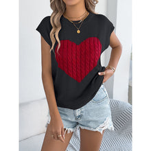 Load image into Gallery viewer, Women’s Heart Color Block Knit Top – Casual Sleeveless Valentine Tank