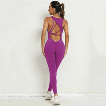 Load image into Gallery viewer, Yoga Jumpsuit V-shaped Back Design Sleeveless Fitness Running Sportswear Stretch Tights Pants For Womens Clothing