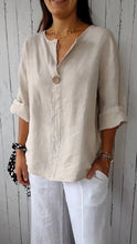 Load image into Gallery viewer, Women's V-Neck Long-Sleeve Button Top – Loose Fit Casual Blouse