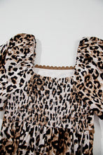 Load image into Gallery viewer, Brown Leopard Print Puff Sleeve Ricrac Maxi Dress