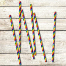 Load image into Gallery viewer, Rainbow Paper Straws for Wedding Party Summmer Party Beach Cocktail Baby Shower Biodegradable Drinking Straws Box of 100