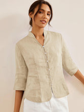 Load image into Gallery viewer, 100% Linen Hand Button Fitted Jacket AMELIA