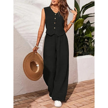 Load image into Gallery viewer, Women’s crop vest blazer wide leg pants set