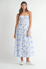 Load image into Gallery viewer, Sweetheart Neckline Floral Printed Midi Dress – Floral Midi Dress, Sweetheart Neckline Dress, Romantic Midi Dress, Feminine Floral Dress, Elegant Midi Dress