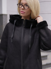 Load image into Gallery viewer, ⇆ Reversible Faux Shearling Hooded Coat