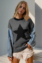 Load image into Gallery viewer, Double Take Star-Pattern Raw-Edge Long Sleeve Sweater