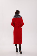 Load image into Gallery viewer, Genuine Silver Fox Virgin Wool Wrap Coat in Red