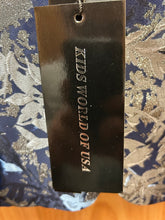 Load image into Gallery viewer, Kids World of USA Navy/Light Blue/Silver Floral Print 5-Piece Boys Suit