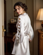Load image into Gallery viewer, Luxe Lace Elegance Satin Robe Set - Premium 2-Piece Loungewear
