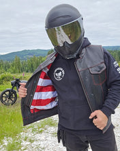 Load image into Gallery viewer, Born Free Men's Leather Motorcycle Leather Vest - Red Stitch