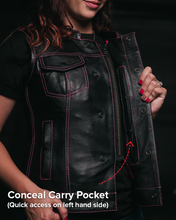Load image into Gallery viewer, Jessica Women's Motorcycle Leather Vest - Pink - Limited Edition