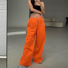 Load image into Gallery viewer, Women's High-Waist Lace-Up Straight-Leg Cargo Pants – Loose Fit